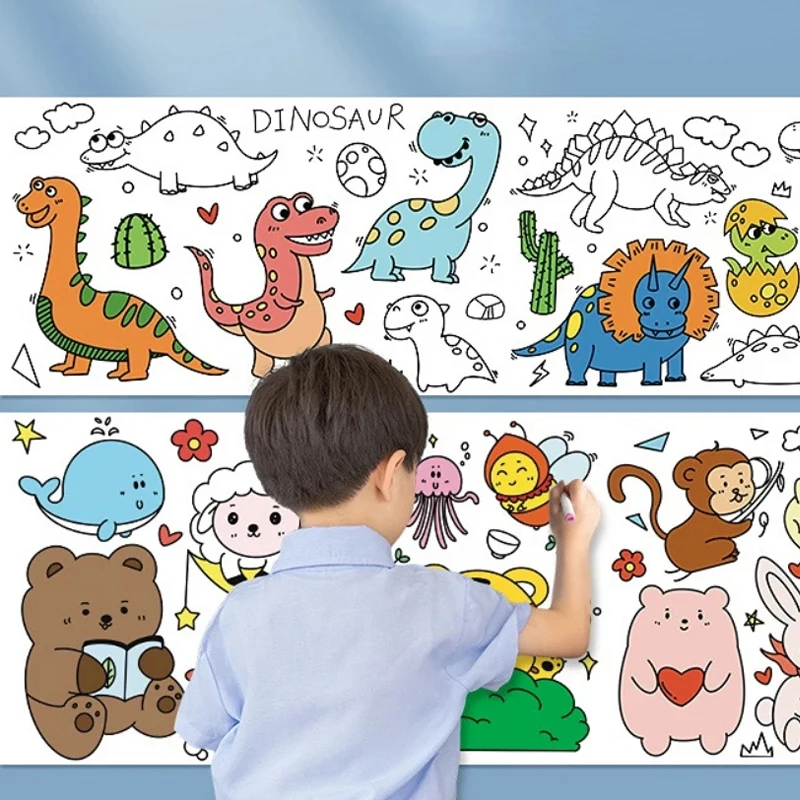 لفة ورق تلوين لاصق للأطفال ، لفافة جرافيتي ذاتية الصنع ، ملء الألوان ، الطلاء ، الألعاب التعليمية ، هدية للفتيات ، ألعاب الرسم الساخنة