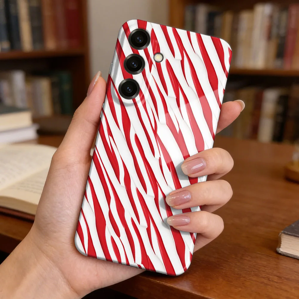 Shockproof Phone Case For Samsung S26 S25 S24 S23 S22 Plus S21 Ultra Edge S23 S24 S25 FE Candy Cane Stripe Hard PC Cover