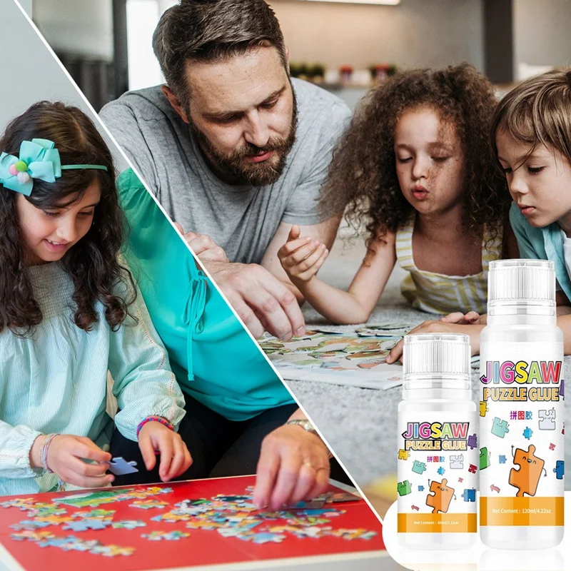 Jigsaw Puzzle Glue, 150ML Jigsaw Glue With Sponge Head, Non-Toxic And Quick Dry Puzzle Sealer Easy To Use
