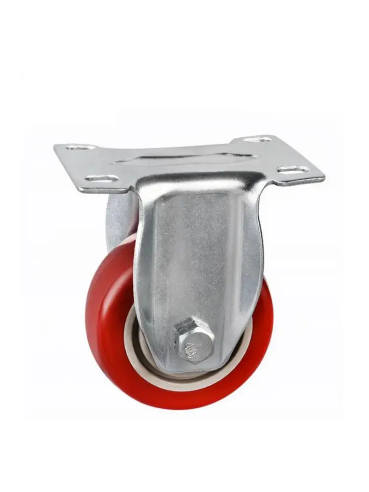 1 Pc Casters 3-inch Directional Wheel - Red Double Shaft Plastic Core Medium Fixed Pulley Mute Pvc Caster