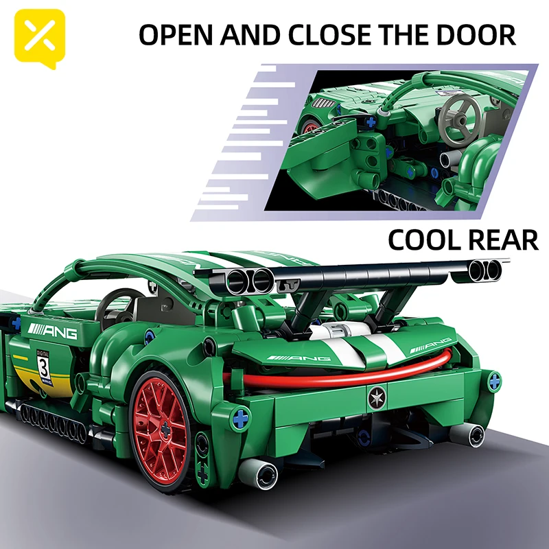 456 + قطعة سيارة سباق فائقة التقنية اللبنات نموذج المركبات 1:18 التراجع سيارات رياضية لعب للبنين الطوب هدايا عيد الميلاد #4