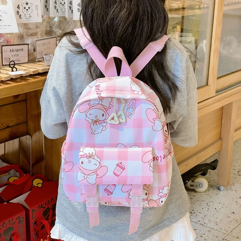 2025 nova sanrio mochila impressão bonito dos desenhos animados melodia grande capacidade leve cume mochila doce menina viagem portátil