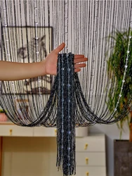 Crystal beaded string curtain 1X2 M Tassel screen door curtain  for white salon and sheer wedding decoration living room divider