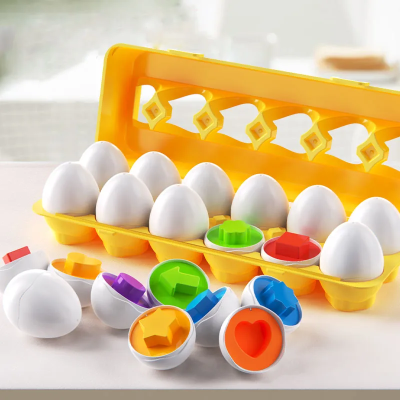 Montessori Smart Eggs Toy Baby Matching Puzzle Games Sensory Eggs Shape Sorter Educational Learning Toys For Children 2 3 4Years