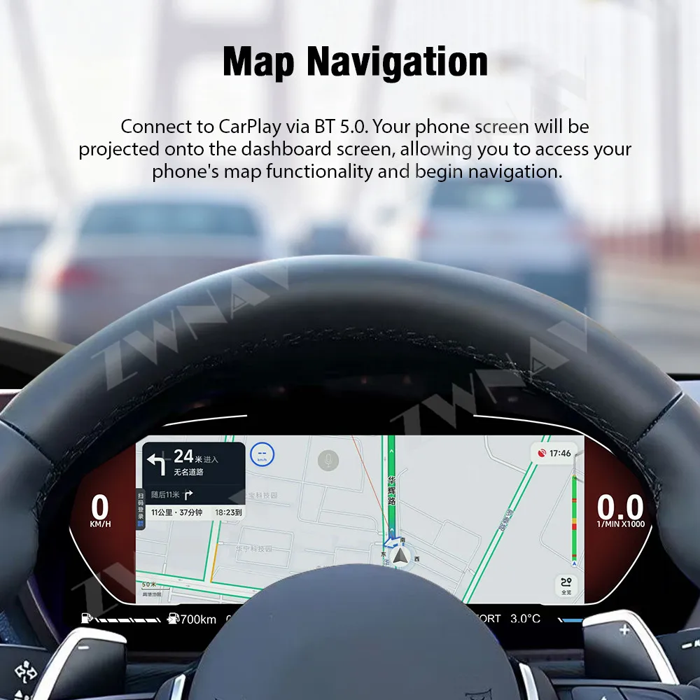 12.3 Inch Digital Cluster Instrument Panel Car Dashboard Display For BMW 5 6 7 Series F10 F11 F18 F06 F12 F13 F01 F02 F03 ZWNAV