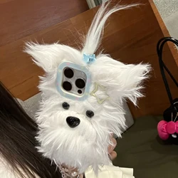 Plush Cute West Highland White Terrier Phone Case for IPhone16 15 14 13 Pro Max Soft Fur Anti-drop high quality Protective Cover