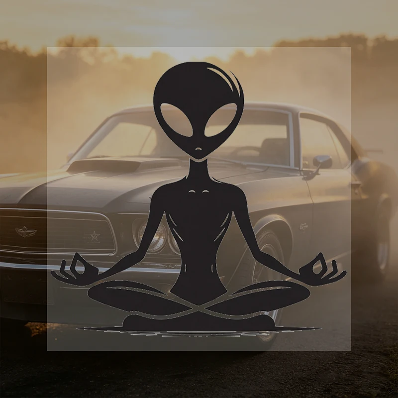 Custom Alien Meditation Vinyl Sticker Premium Quality Decal for Laptop Decoration