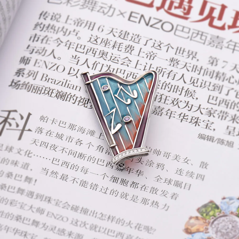 Designer Brooches Enamel Lapel Pin Brooch For Gift 925 Silver Multi-color CZ Brooch