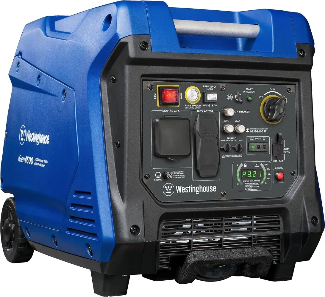 Westinghouse Outdoor Power Equipment 4500 Peak Watt Super Quiet Portable Inverter Generator, Remote Electric Start with Auto