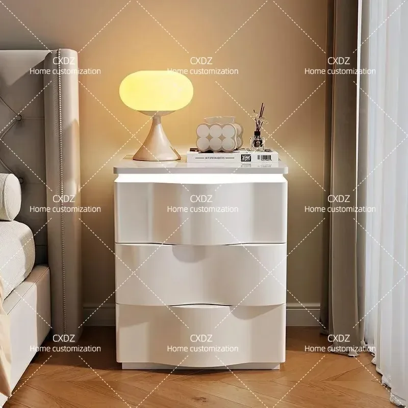 Solid Wood Modern Bedside Table Simple Nightstand for Bedroom Household Small Luxury Storage Cabinet Advanced Design