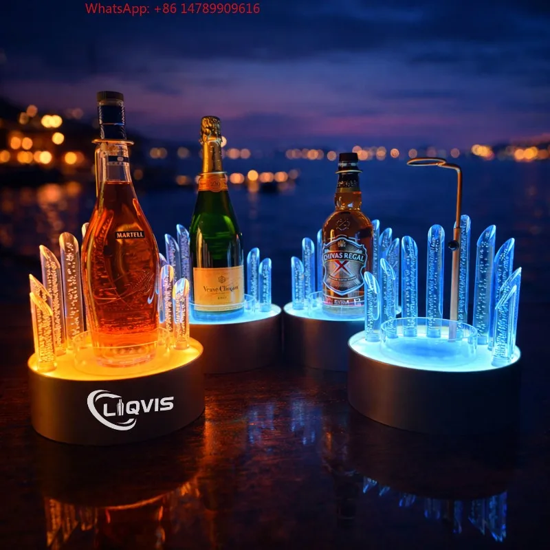 Premium Custom LED Liquor Display StandLiqVis LED Illuminated Stand Acrylic Entertainment Venue Wine Liquor Holder Bottle Displa