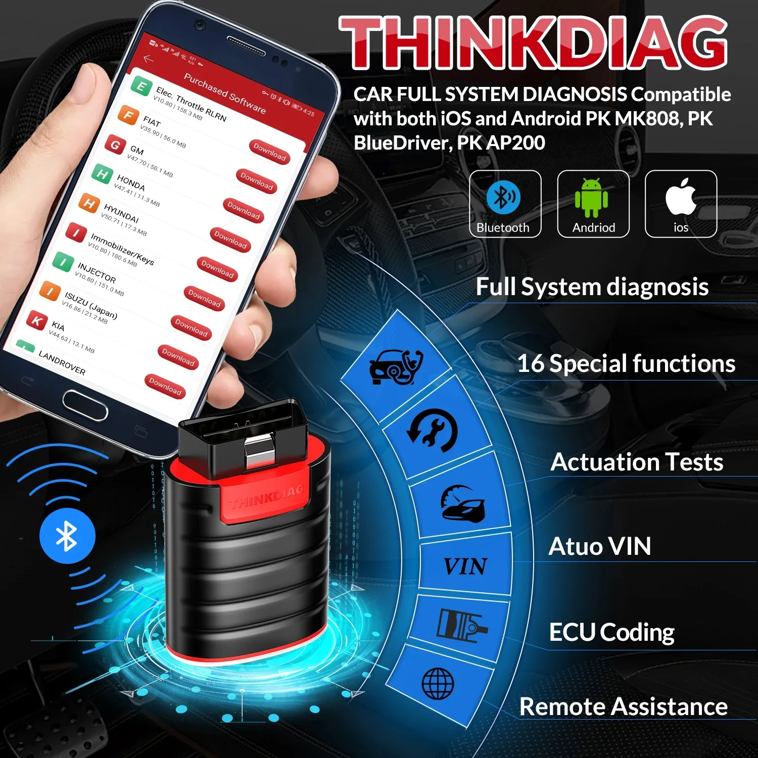 Thinkdiag Old Boot Thinkdiag Diagzone Version Support all car 16 Reset Service OBD2 scanner tool PK Golo pro 4.0, dbscar 2