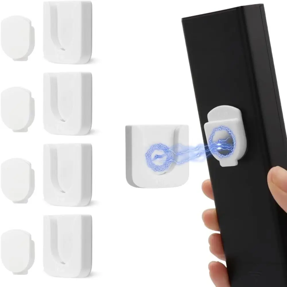 4Pcs Wall-mounted Magnetic Remote Control Holder Strong Self-Adhesive Magnet Holder Hook Hole-Free Storage Holder