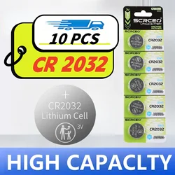 Batería CR 2032 de botón de litio CR2032 de alta capacidad, 10 Uds., Compatible con AirTag Key FOBs, calculadoras, contadores de monedas, relojes, etc.