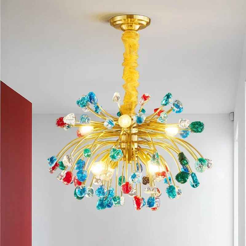 Modern Crystal Chandelier for Dining Room Luxury Colorful Cristal Hanging Lamps Rectangle Kitchen Island LED Lighting Fixtures