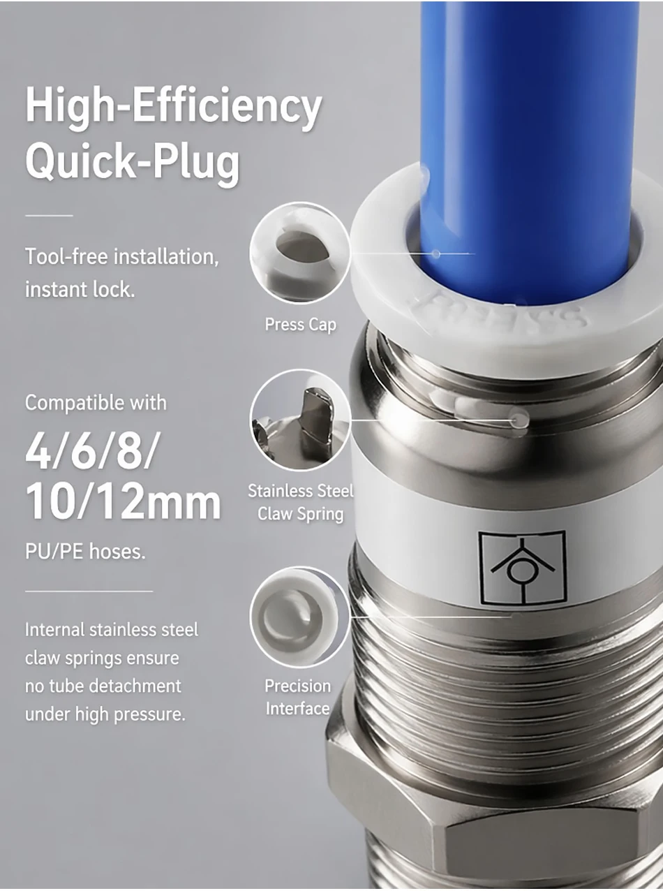 1PCS Pneumatic One-way Through Panel Non Return Check Valve SPM 4mm 6mm 8mm 10mm 12mm Push In Quick Connect Air Hose Fitting T&I Online Store