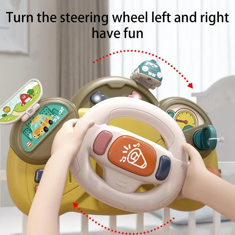 Kids Musical Interactive Toy Eletric Steering Wheel With Lights And Sound Baby Educational Copilot Stroller Steering Wheel Toys