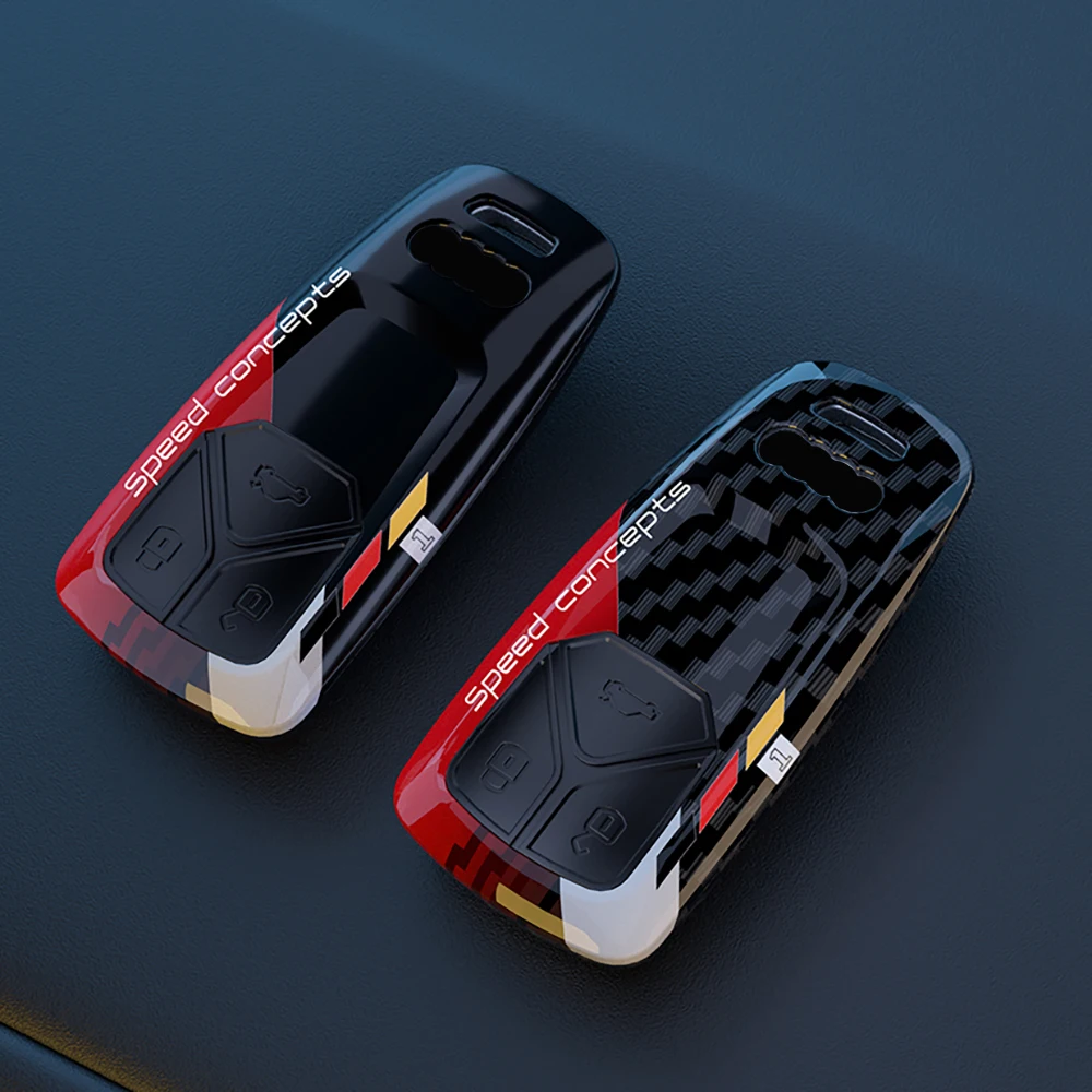 ABS Carbon Fiber Car Key Case Cover For Audi A4 B9 A5 A6 8S 8W Q5 Q7 4M S4 S5 S7 TT TTS TFSI RS Protector Shell Fob Accessories
