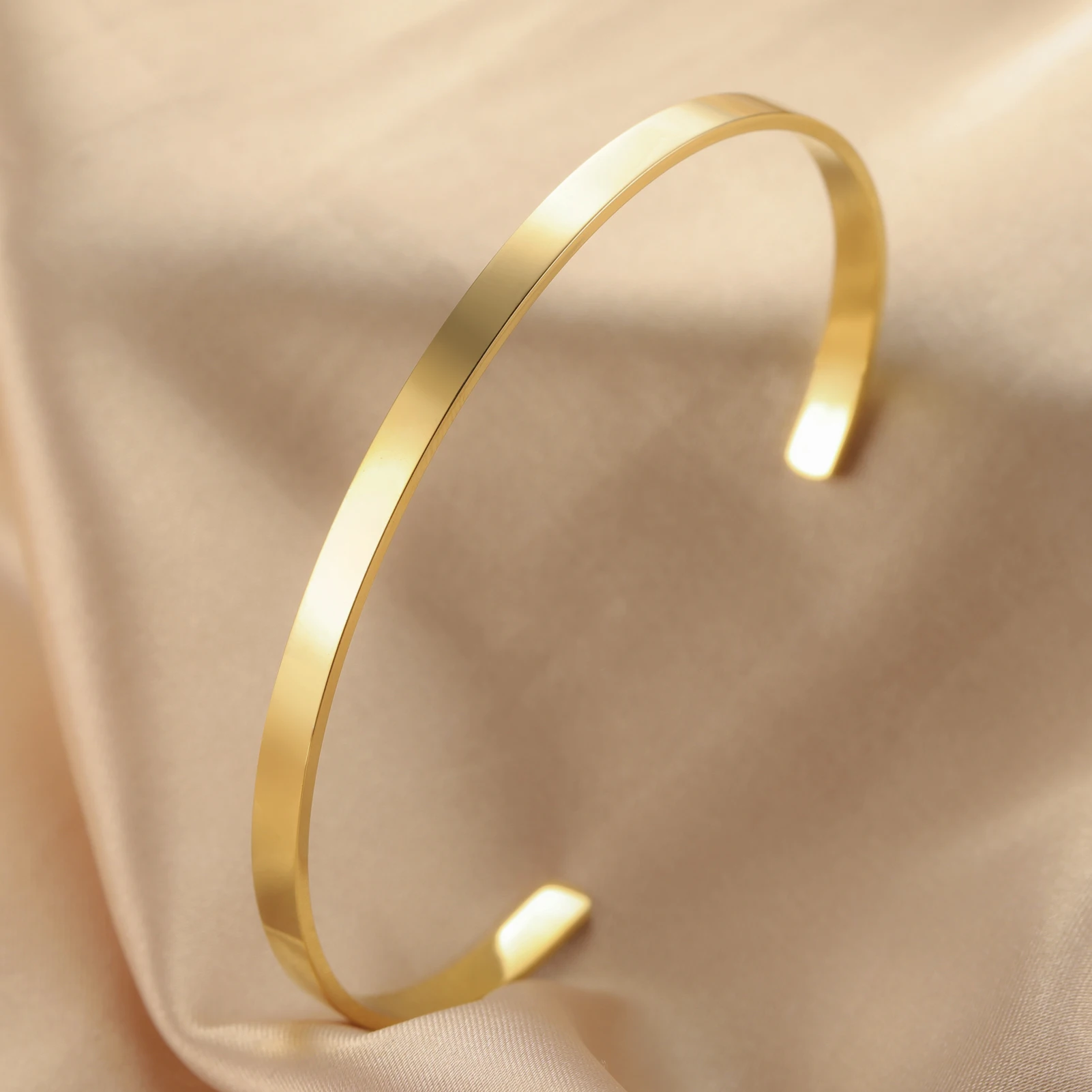 COOLTIME 2/3/4mm Edelstahl Offene Manschette Armband Männer Straße Hip-Hop Schmuck Einstellbare Mode Armband großhandel – Detail 6