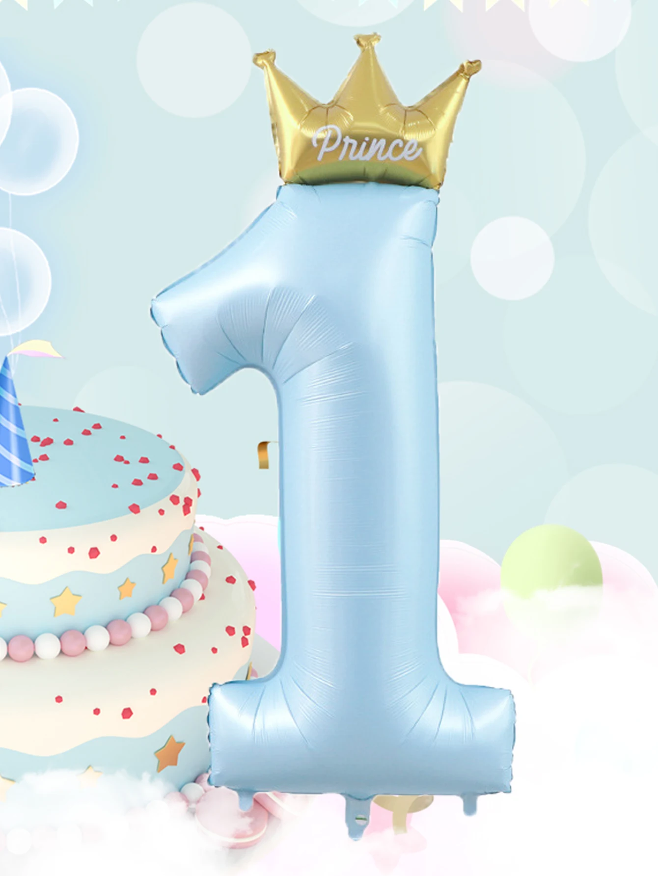 1pc 42inch Crown Pink Sky Blue One Number Balloons 1 Figure Helium Balloon 1st Birthday Party Decorations Kids Baby Shower