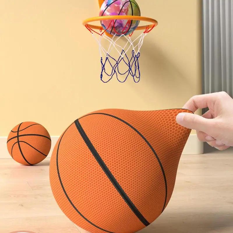 Quiet Dribble Indoor Basketball 7 Inches Indoor Basketball Game Removable Cover High Elasticity Zippered Quiet Basketball