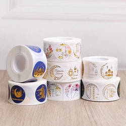 500Pcs/Roll EID Mubarak Paper Stickers Ramadan Kareem Moon Star Candy Box Seal Lables Islamic Muslim Party Decoration Supplies