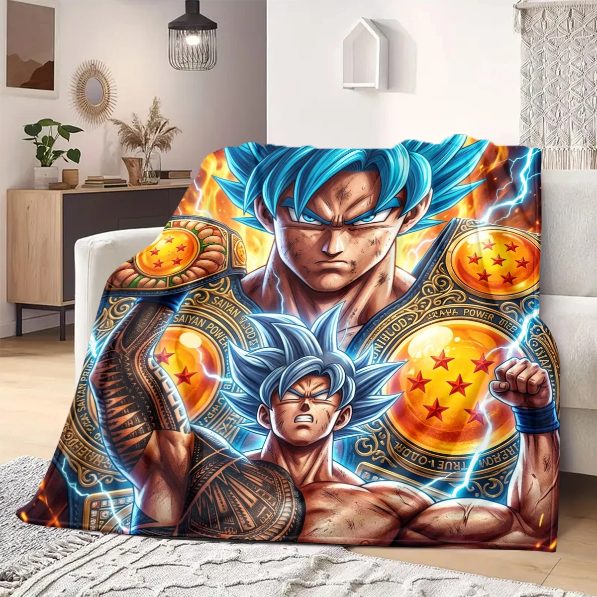 Dragon Ball Printed Flannel Blanket Warm Comfortable, For Bedrooms, Sofas, Beds, Chairs, Picnics, Travel -HE1