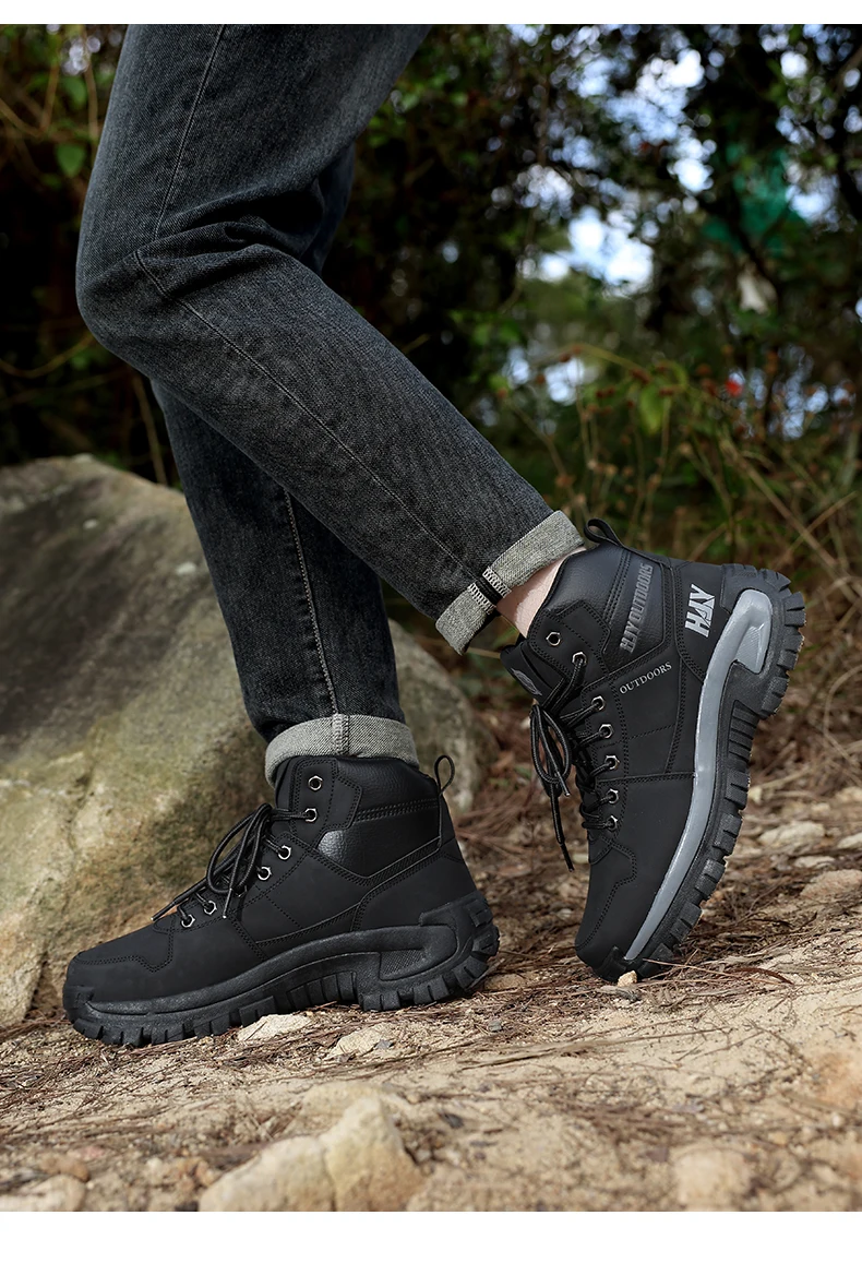 High-Top-Lederstiefel für Herren, atmungsaktive Desert Combat Boots, rutschfeste Outdoor-Wanderstiefel für Herren, Motorradstiefel, Arbeitsstiefeletten – Detail 11