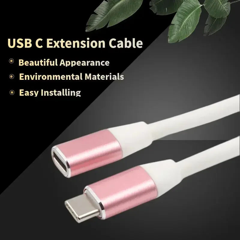 1M USB C Extension Cable Male to Female Connector Extend Cables Type-C Extender Fast Charging Kable for Nintendo Switch Samsung