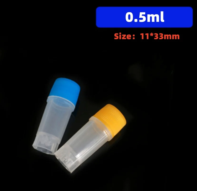 IKEME 500Pcs 0.5ml Freezing Cryo Vial Tube Cryovial Plastic Cryogenic Vial Laboratory Cryopreservation Tube