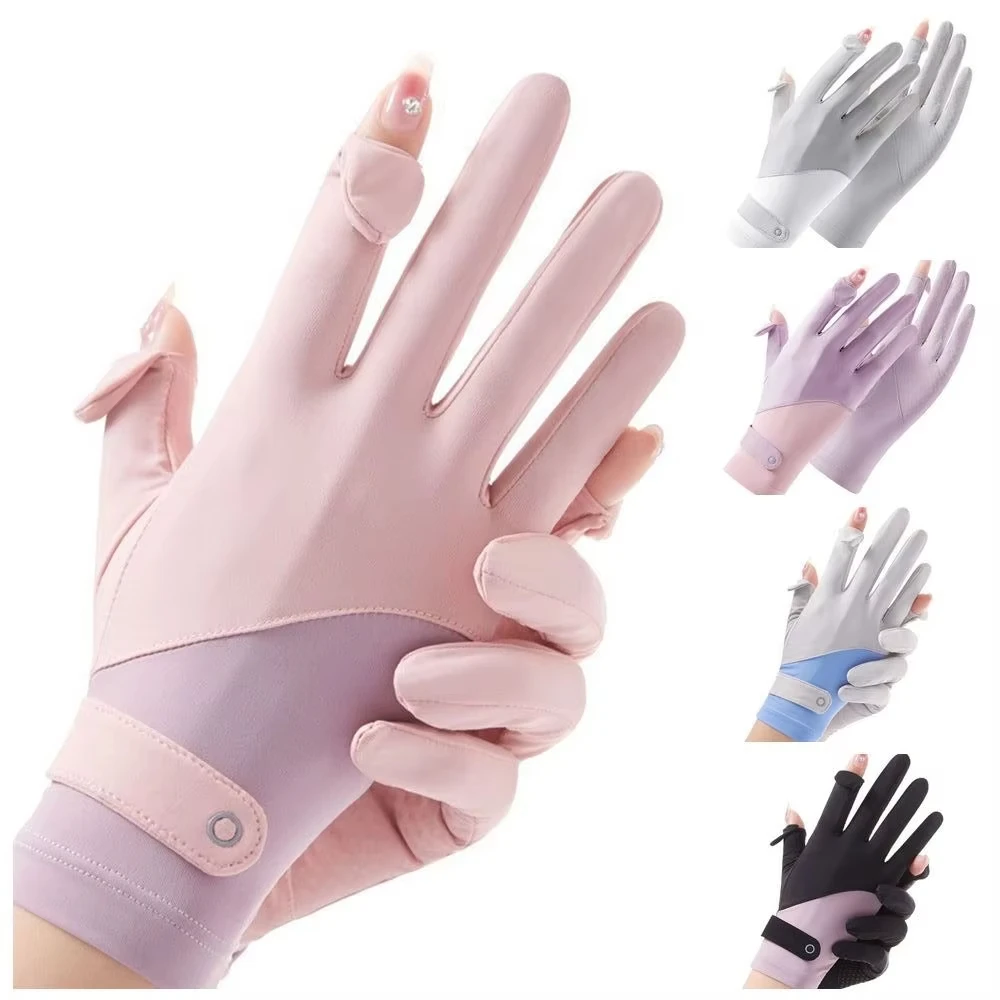 AliExpress WRELS Sun Protection Gloves For Women Breathable Sunscreen Ice Silk Gloves Colorful Elegance Thin Design Outdoor Cycling Sports Gloves