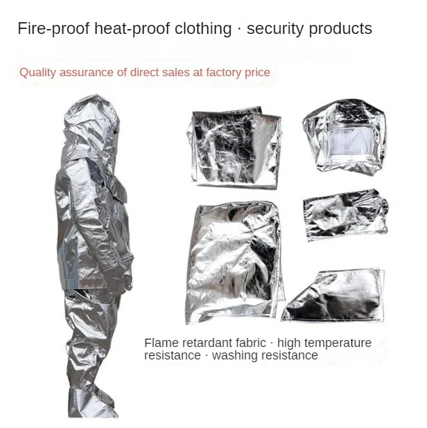 High Quality 1000 Degree Thermal Radiation Heat Resistant Aluminized Suit Fireproof Clothes firefighter uniform