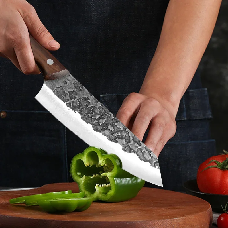 Heavy Chef Knife Cleaver Meat Chop Bone Vegetable Kitchen Knives Hand Forged Blade Wood Handle Chef Butcher Boning Slicing Knife