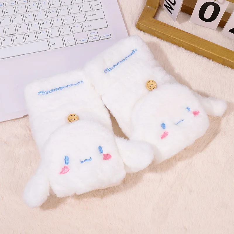 Sanrio Kuromi My Melody Warm Gloves Kawaii Anime Cinnamoroll Biker Women Windproof Winter Gloves Cartoon Cute Gloves Kid Gift