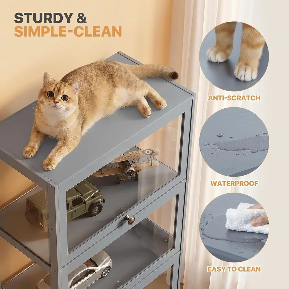 4-Tier Acrylic Display Case for Collectibles, Clear Showcase Cabinet, Suitable for Living Room, Bedroom, Office, 13L x 23.5W x 5 view 6