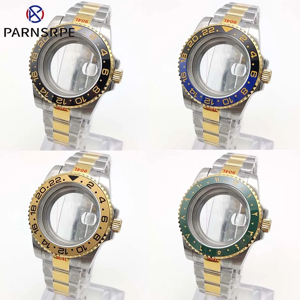 Casing nh35 gerakan mekanis otomatis pria, sarung baja tahan karat 40mm dengan tali untuk nh35, 28.5mm, bezel 38mm