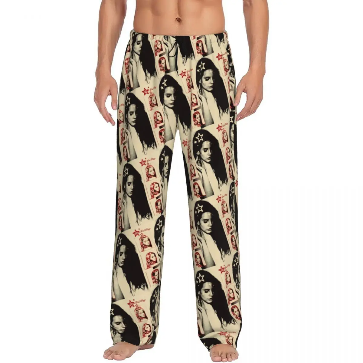 

Custom Singer Lana Del Rey Pajama Pants Men Hip Pop Music Lounge Sleep Stretch Sleepwear Bottoms with Pockets