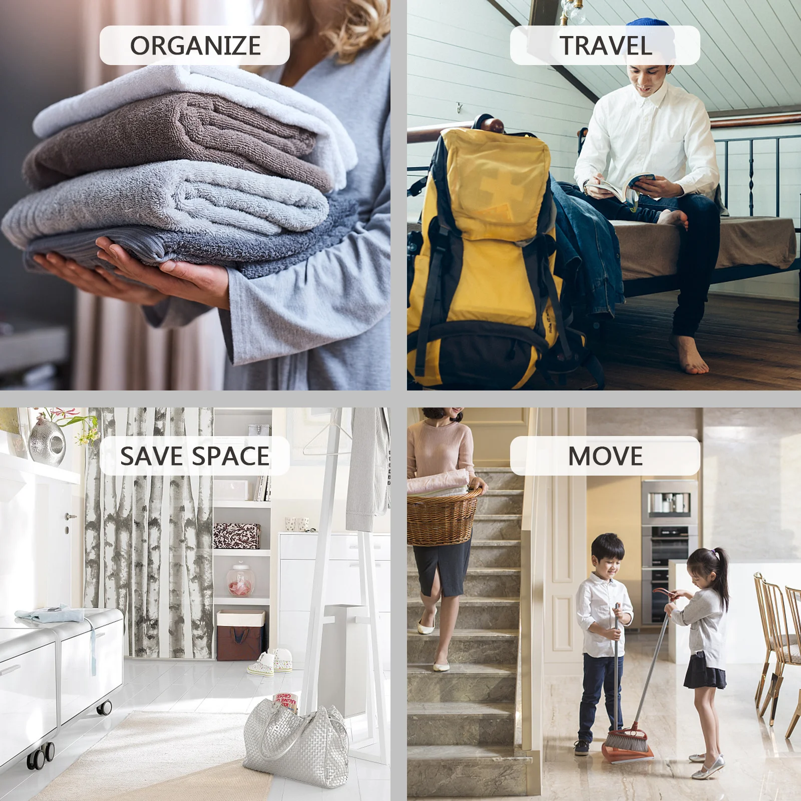 

4Pcs Plastic Cloth Storage Bags Foldable Clothes Container Quilt Storage Organizer Home Moving Packing Bags Quilt Organizer