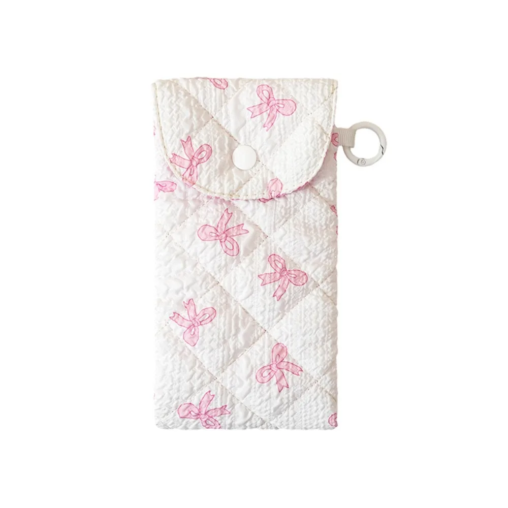 

Portable Cloth Printed Glasses Bag Floral Pattern Bow Glasses Storage Bag With Keyring Glasses Clip Cotton Glasses Case Male