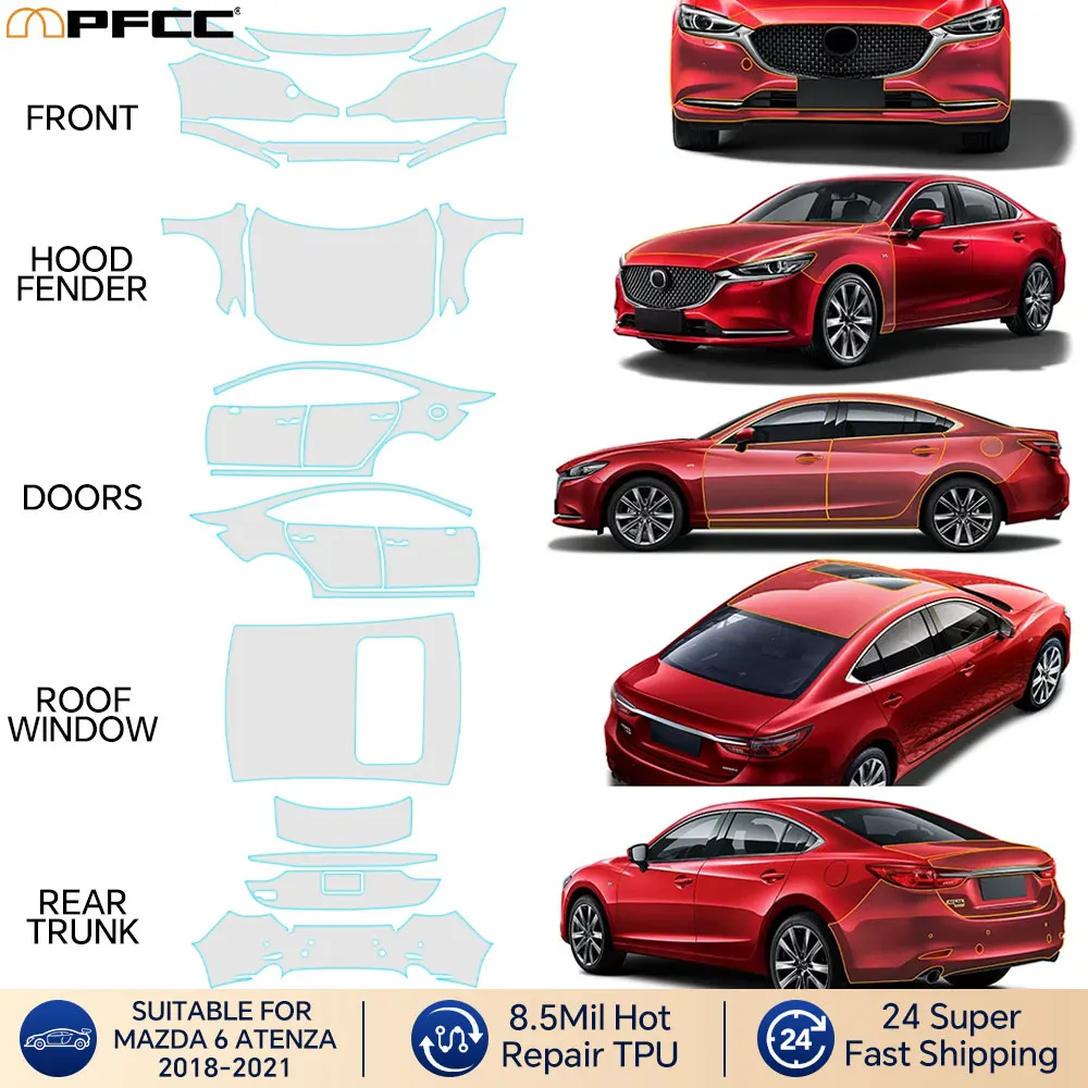

Автомобильная фара, зеркало заднего вида B C, пленка для столба для Mazda 6 Atez 2018-2021, прозрачная наклейка из ТПУ PPF, защитная пленка для автомобильной краски