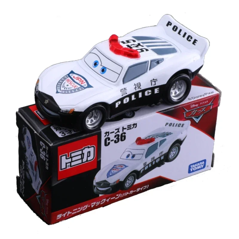 TAKARA TOMY-coche de policía Tomica de Disney, C-27, C-36, Rayo McQueen, Mater, Motor de juguete de aleación, Metal fundido a presión, modelo de regalo