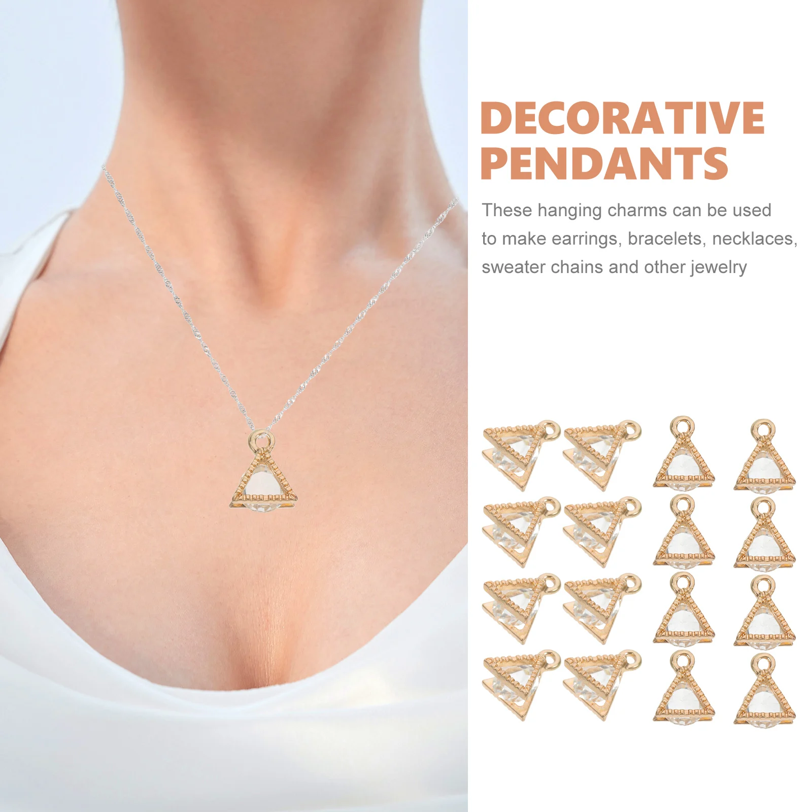 

50 Pcs Metal Zircon Pendant Necklace Charm Charms Necklaces Manual Jewelry Alloy for
