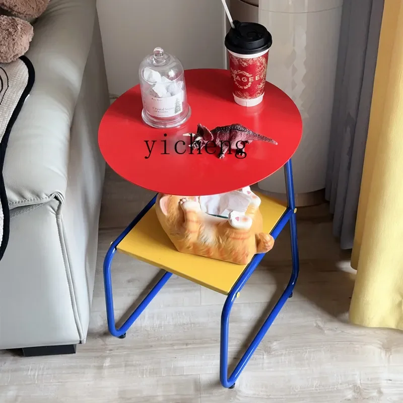 

side few wrought iron small coffee table simple modern home bedroom bedside table Internet celebrity sofa side few