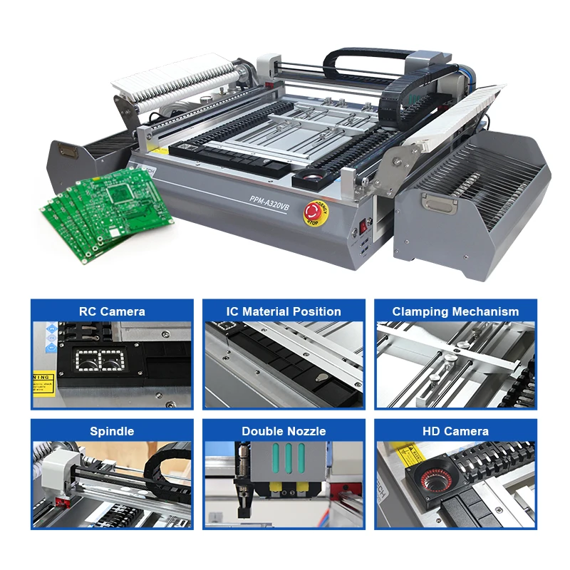 Electronic Product Machinery Smt Pick And Place Assembly Machine 2 Head High-Precision Pick And Place Machine With Visual Camera