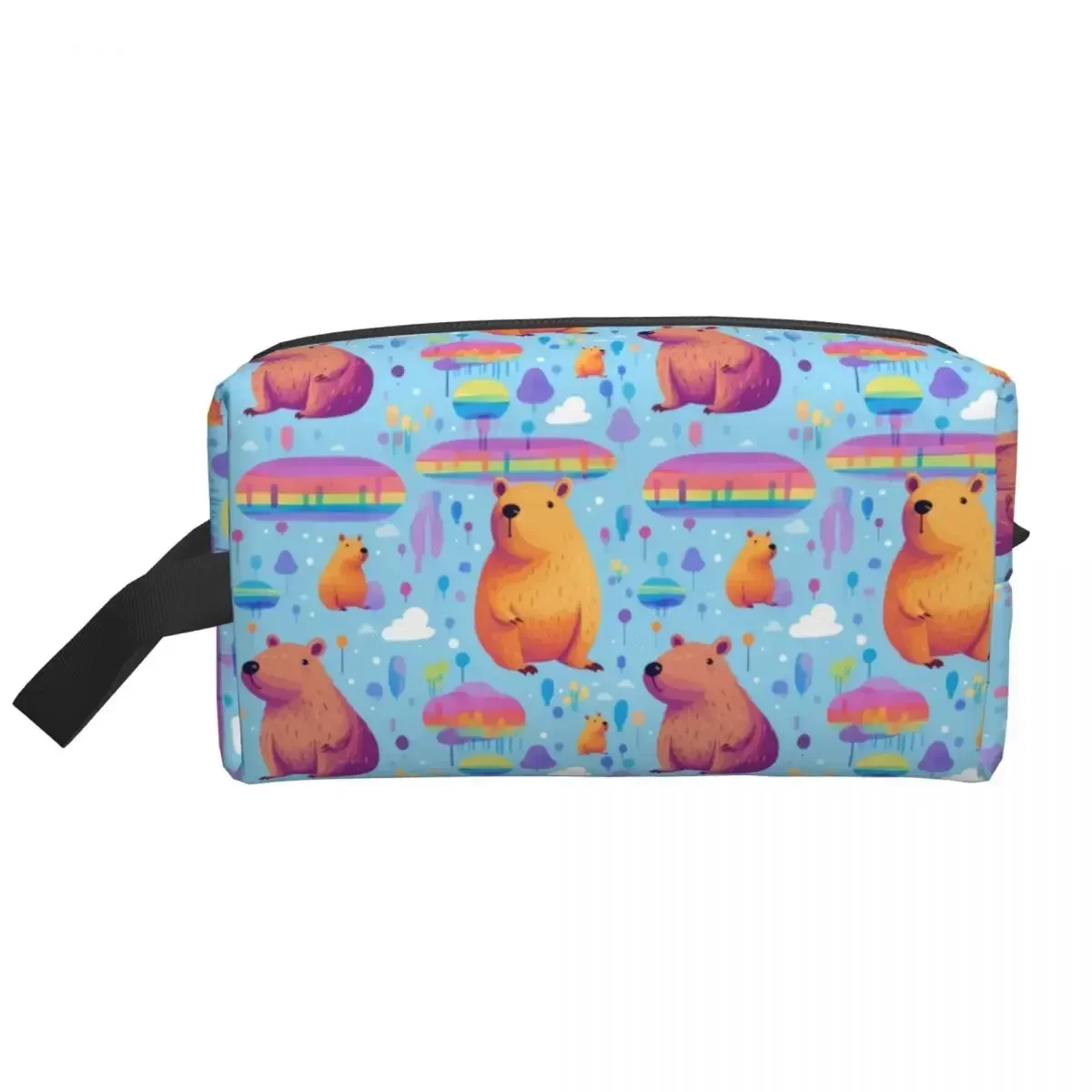 

Custom Fashion Bright Colors Capybara Pattern Travel Toiletry Bag for Women Makeup Cosmetic Bag Beauty Storage Dopp Kit
