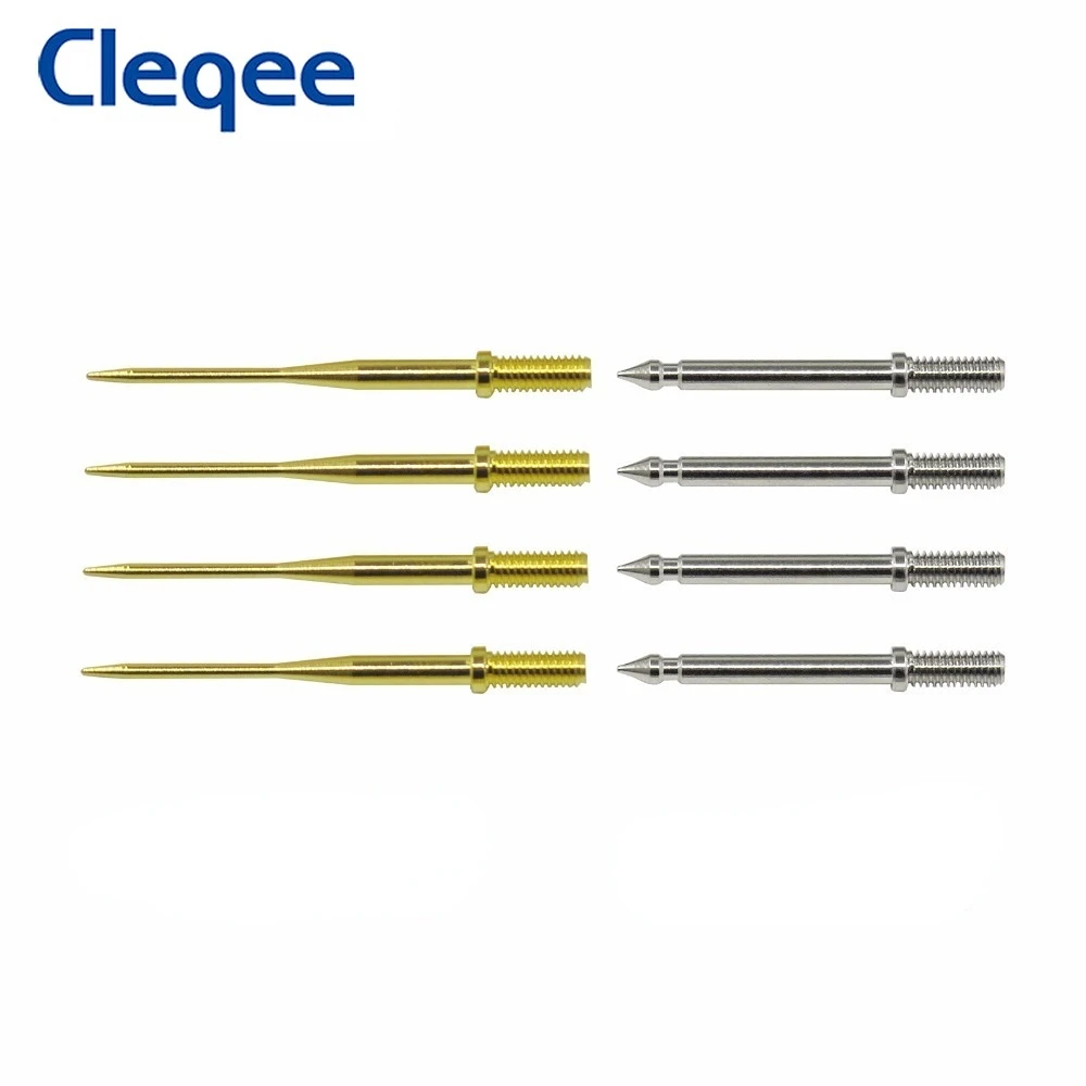 Cleqee P8003.1 8 szt. wymiennych igieł sond testowych + zestaw nasadek ochronnych 1 mm ostre i 2 mm grube igły z gwintem 2 mm