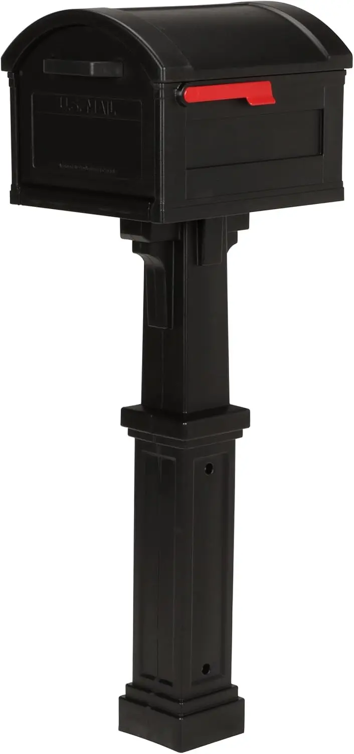 

ARCHITECTURAL MAILBOXES Grand Haven Plastic Post-Mount Mailbox and Post Kit Black Extra Large