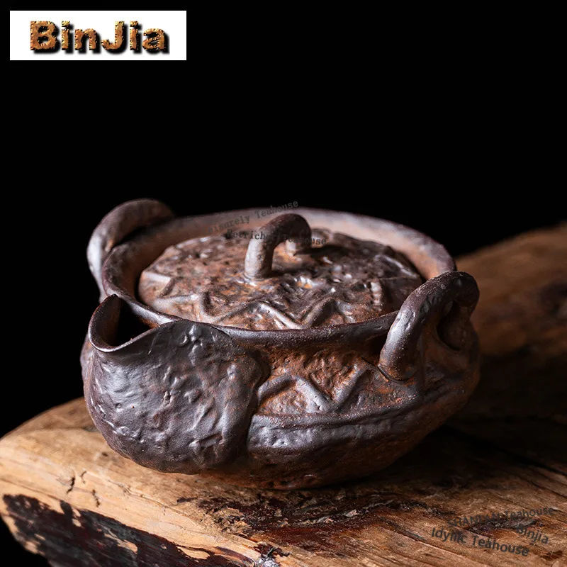 

150ml Coarse Pottery Fulu Hand Grab Teapot Retro Tea Infuser Pot Household Tea Brewing Kettle With Mesh Tea Tea Set Craft Gift