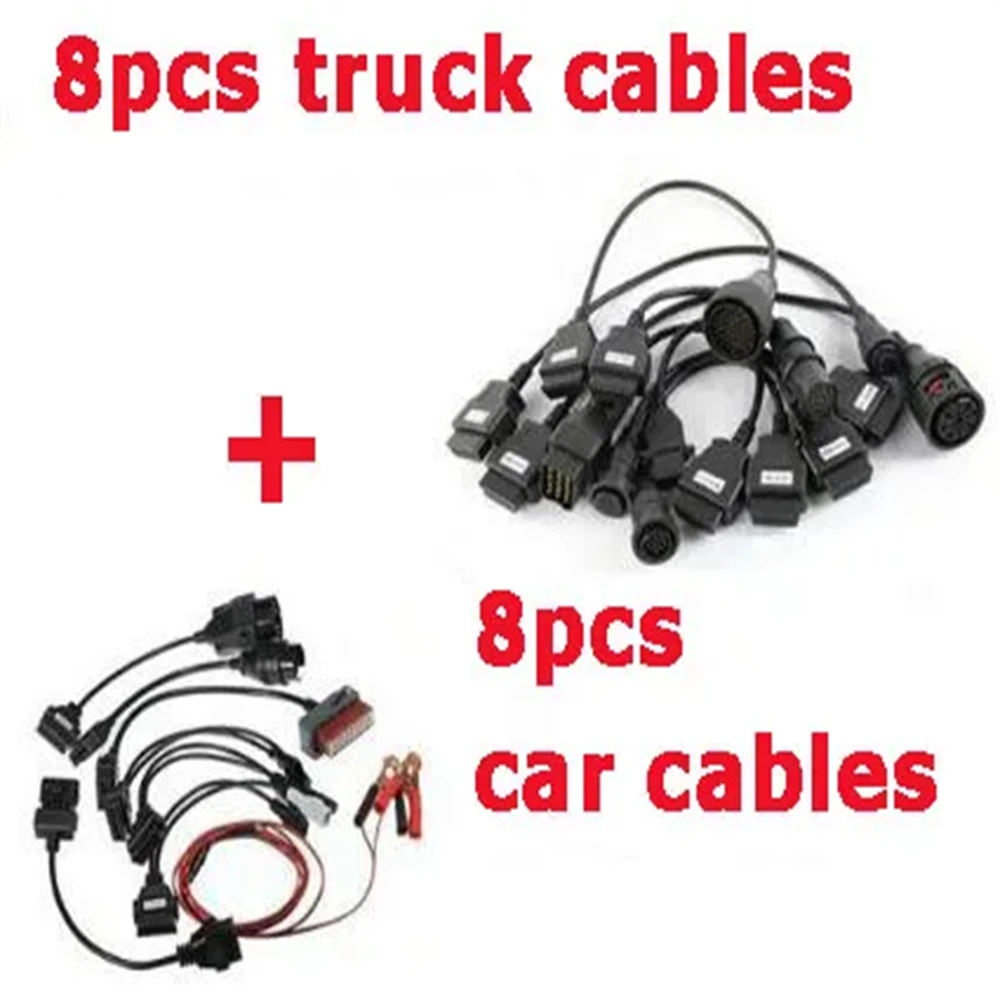 8 Pcs Car Cables and 8 Pcs Truck Cable for Tnesf Delphis Orpdc VdIJk Autocoms Pro WOW CDP Vd TCS Cdp Pro Plus Diagnostic Tools