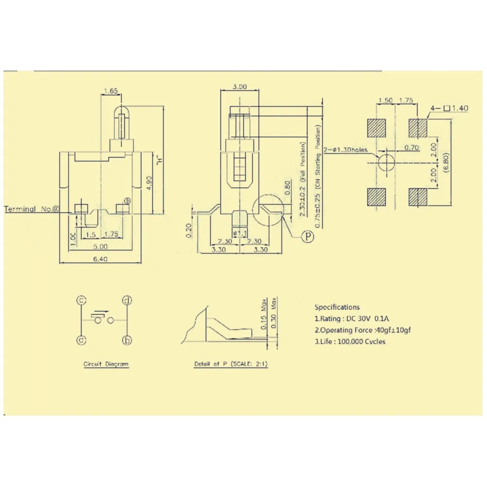 Micro interrupteur de détection verticale SMD 4 pieds, interrupteur de limite de voyage, lumière tactile, Micro-mouvement, détection de